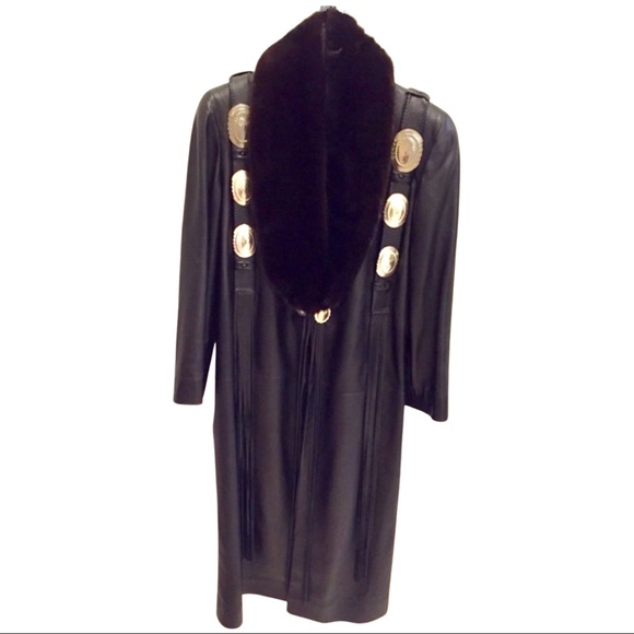 Vintage Becca Vedda Mink/Leather/Conch Trench Coat - Picture 6 of 8